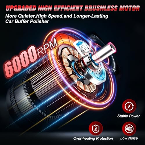 Cordless Car Buffer Polisher, 8-Speed 6000RPM Car Buffers and Polisher Kit with 2x21V 2000mAh Batteries & 28PCS Accessories, 6-Inch Orbital Polisher for Car Detailing, Waxing, Scratch Removal