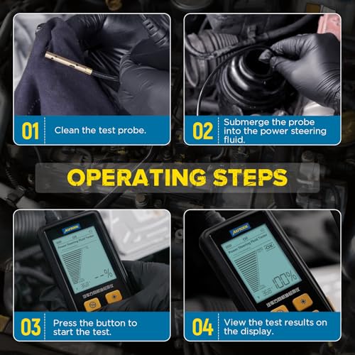 AUTOOL AS507 Power Steering Fluid Tester, Light Transmittance Oil Quality Tester, Power Steering Oil Aging & Contamination Detector with LCD Display for Automotive Maintenance