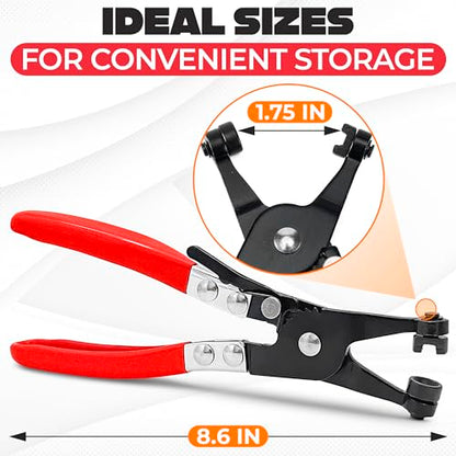 Radiator Hose Clamp Pliers Automotive - Hose Pliers Automotive Clip Removal Tool with Locking Mechanism - Carbon Steel Spring Clamp Tool for Car Repair, Plumbing and Removal of Clamps - color: Black & Red Hose Clamp Pliers