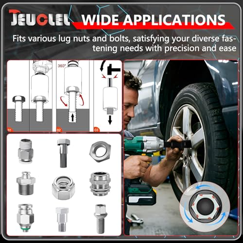 3PCS 1/2" Drive Flip Lug Nut Impact Socket Set, Half Sizes Lug Nut Socket Kit with 18.5/19.5mm 20.5/21.5mm & 3" Extension Bar, Dual-End Thin Wall Nut Socket, Double Sided Lug Nut Extractor