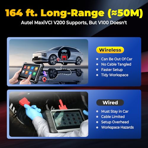Autel MaxiVCI V200 VCI200 Wireless OBD2 Connector Adapter, VCI 200 OBD2 Diagnostic Dongle, Work w/MaxiSys Scanner MS906 PRO MS906MAX MS906 PRO-TS KM100 BT608 BT609 ITS600 MK906 PRO TS