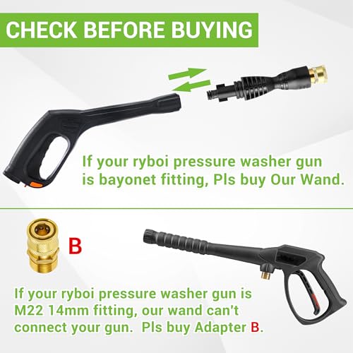 FIXFANS Pressure Washer Gun Adapter, Compatible with Ryobi, Portland, Husky | 1/4” Quick Connector, 6 Inch Power Washer Wand Replacement Kit 5 Spray Nozzles and 1 Tips Holder - size: 6 Inch
