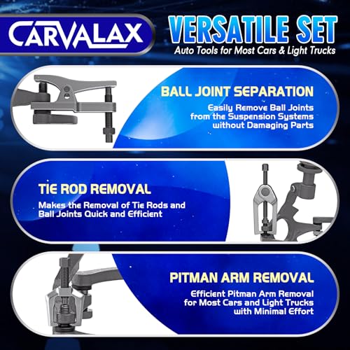 CARVALAX 5-in-1 Ball Joint Separator, Ball Joint Removal Tool Kit | Front End Service Tool Kit for Tie Rob Removal, Pitman Arm Puller, Cars SUVs Pickup Trucks Automotive Tools w/Storage Case - color: Silver, style: 5-in-1