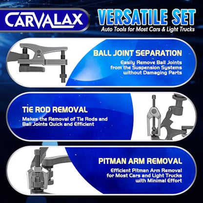 CARVALAX 5-in-1 Ball Joint Separator, Ball Joint Removal Tool Kit | Front End Service Tool Kit for Tie Rob Removal, Pitman Arm Puller, Cars SUVs Pickup Trucks Automotive Tools w/Storage Case - color: Silver, style: 5-in-1