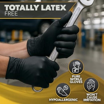 DAWG Black Nitrile Gloves, Disposable, Latex Free, Diamond Grip, Powder Free, Professional Grade - size: Small