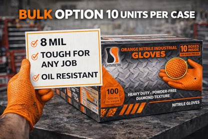 AroCare 8 Mil Orange Nitrile Gloves,3D Raised Diamond Texture-Latex & Powder Free-Industrial, Mechanic - size: Small, style: Case of 1000