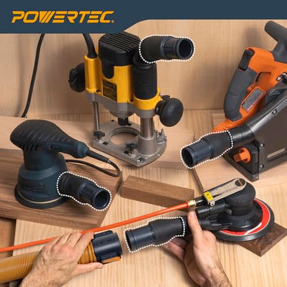 POWERTEC Power Tool Hose Kit with 16’ Vacuum Hose, 4 Quick Change Adapters & Threaded Coupler – Dust Collector Hose Kit for Connecting Table Saw, Power Tools to Shop Vacuums and Dust Collection System - size: 16 Ft. Hose Kit