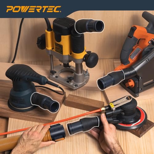 POWERTEC Power Tool Hose Kit with 20’ Vacuum Hose, 4 Quick Change Adapters & Threaded Coupler – Dust Collector Hose Kit for Connecting Table Saw, Power Tools to Shop Vacuums and Dust Collection System - size: 20 Ft. Hose Kit