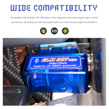 ELM327 OBDII Car Auto Diagnostic Scanner, Mini ELM327 Interface Bluetooth Engine Fault Code Reader, Professional Wireless Failure Detector Compatible with OBD2 Vehicles - color: 1PC
