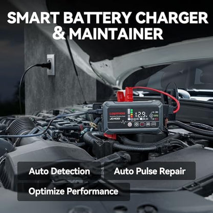 LOKITHOR JC400 9-in-1 Battery Charger and Jump Starter, 2500A 12V Portable Jump Box for Car Upto 8.5L Gas/6.5L Diesel, 750mA/1A/2A, 6V/12V Automotive Battery Maintainer, Trickle Charger and Desulfator