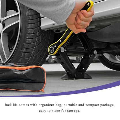 Car Jack Kit, 2 Ton (4409 lbs) Scissor Jack Auto Emergency Kit with Lug Wrench, Heavy Duty Portable Lifting Jacks Tire Changing Tool for Sedans SUVs MPVs, Car Accessories