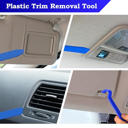 Aleric 7 Pieces Car Trim Removal Tool Kit with Plastic Pry Tool and Auto Fastener Clip Pilers, Car Trim Removal Tools for Body Upholstery Door Panel Detachment, Dashboard, Auto Fasteners Remover Tool