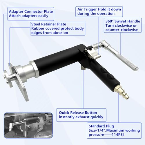 ZKTOOL Air Powered Brake Piston Wind Back Tool, Pneumatic Brake Caliper Piston Compressor Tool, Brake Pump Adjusting Tool.