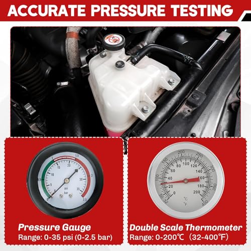 18PCS Radiator Pump Pressure Tester Kit | Coolant Pressure Tester Kit Cooling System Pressure Tester Kit for Automotive Cooling System Water Tank Leakage Detection