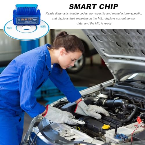 2 PCS ELM327 OBDII Car Auto Diagnostic Scanner, Professional Mini Bluetooth Scan Tool Engine Fault Code Reader, Wireless Failure Detector Interface Adapter for Most OBD II Vehicles - color: Blue, 2 PCS
