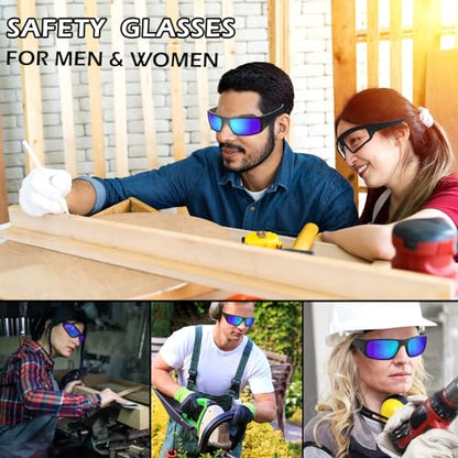 OXG Safety Glasses Protective Eyewear Men Women, ANSI Z87.1 Work Glasses Scratch Impact Resistant for Industrial Shooting - color: Multicolor-12