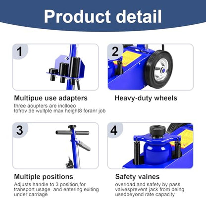 Air Hydraulic Floor Jack Blue, 22 Ton Capacity - color: Blue