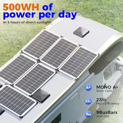 Voltset 200W 12V Solar Panels, High Efficiency 9BB Cell Monocrystalline Solar Panel IP67 Waterproof, Suitable for RV, Marine, Rooftop, Home, Yacht, Off-Grid Applications (2-Pack 100W) - size: 200W 2-Pack