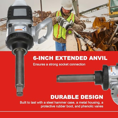 Ingersoll Rand 285B-6 1-Inch Cordless Pneumatic Impact Wrench with 6-Inch Extended Anvil and 2 Handles - style: 1 Inch Drive - 6 Inch Anvil