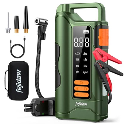 Jump Starter with Air Compressor, 6000A Car Battery Jump Starter, 20000mAh Battery Jumper Starter Portable for 10L Gas/Diesel Engine with 160PSI Booster, LED Display & Light, Jumper Cables - size: 6000A+20000mAh