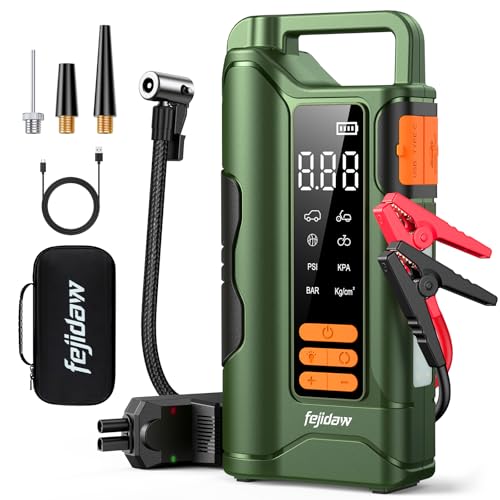 Jump Starter with Air Compressor, 6000A Car Battery Jump Starter, 20000mAh Battery Jumper Starter Portable for 10L Gas/Diesel Engine with 160PSI Booster, LED Display & Light, Jumper Cables - size: 6000A+20000mAh