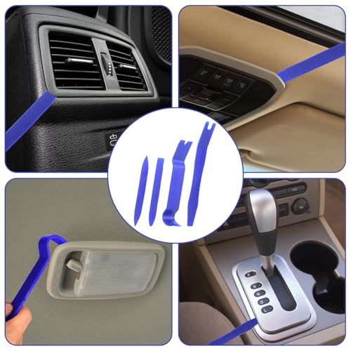 9Pcs Auto Trim Removal Tool Kit with Plastic Pry Tool, Fastener Clip Pliers, Car Interior Panel Door Window Removal Tools, Clip Remover Tool with Precision Hook and Pick Set for Automotive