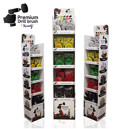 Premium Drill Brush Professional – Medium-Soft 5-Piece Kit (5/4 / 3.5/2 in Brushes + 6 in Extension) | Scratch-Free Cleaning Brush for Tile, Grout, Bath, Shower, Fibreglass, Ceramic - color: Yellow