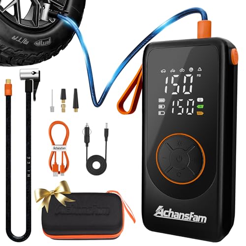 Portable Air Compressor, 48s Fast Inflation, Cordless with Dual Power Supply, 150 PSI Tire Pump with Digital Gauge, Long Runtime & Storage Case for Car, Truck, Bike, Ball - color: Black
