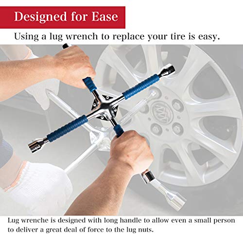 ETERNA Professional 16" Four Way Lug Wrench, Anti-slip Design Cross Wrench, Heavy Duty Lug Nut Wrench, Carbon Steel Socket Spanner, Universal Car Tire Wheel Repair Tool - color: 16" Four Way Lug Wrench