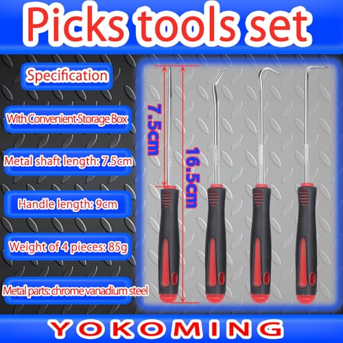 Spring Hook O Ring Pick Set ５pcs for Automotive Oil Seal O-Ring Seal Gasket Hook and Pick Set Motorcycle Spring Puller Tool Mechanic Pick Set - size: Red（5Pcs）