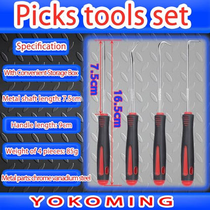 Spring Hook O Ring Pick Set ５pcs for Automotive Oil Seal O-Ring Seal Gasket Hook and Pick Set Motorcycle Spring Puller Tool Mechanic Pick Set - size: Red（5Pcs）