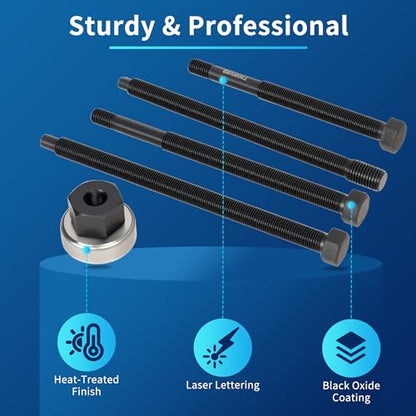 5Pcs Harmonic Balancer Installer Tool Set, Long Reach Crank Pulley Underdrive Damper Puller Installation Tool Kit, Compatible with Ford, GM, Dodge and Chrysler V8 and V6 Engines