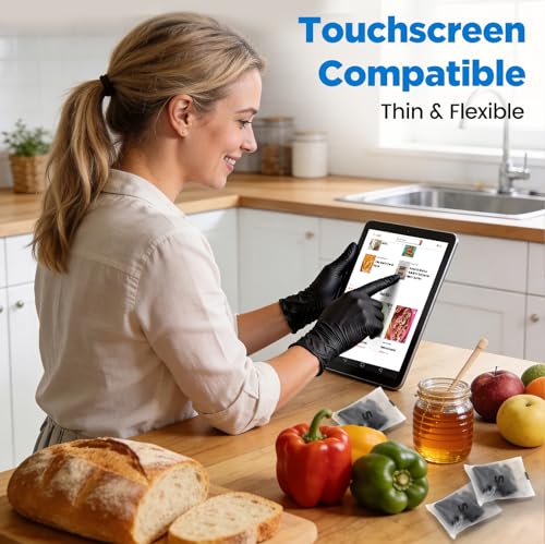 Food Grade 5 Mil Disposable Nitrile Gloves Small, 100Pcs | Durable, Latex/ Powder Free, Textured, for Cooking Food Prep, Handling Raw Meat, Kitchen Cleaning, Hair Dye Nail Salon - color: Black(100 Pcs), size: Small
