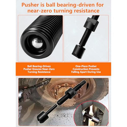 5PC Dual Wheel Separator Tool Kit – 11 Threads One-Piece Pusher Kit with 22mm Deep Impact Socket (1/2" Drive) – for Trucks, Buses, Vans, Trailers, HGV & LCV Twin Wheels, Includes Gloves & Instructions