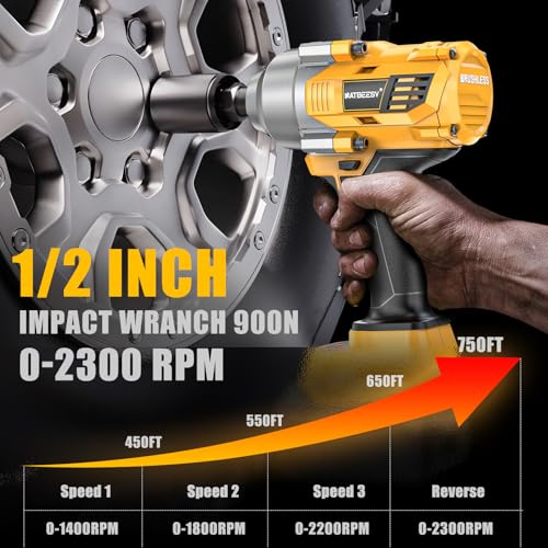 NATBEESY Impact Wrench Compatible with DeWalt 20V Battery: 1/2 Inch Hog Ring Impact Driver - 1000N.m(750ft-lbs) Cordless Impact Gun - Brushless Motor with LED Light And Blet Clip - Tool Only - style: 1000N.M
