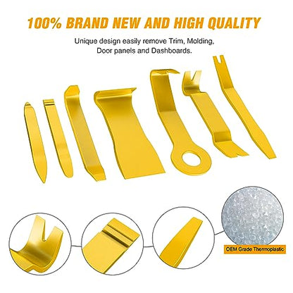 GOOACC 8PCS Auto Trim Scratch Removal Tool | Car Audio Dash Panel Window Molding Fastener Remover Tool Kit-Yellow - color: Yellow, size: 8PCS Trim Removal
