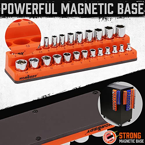 HORUSDY 6-Piece Magnetic Socket Organizer Set, 1/4", 3/8", 1/2" Drive Holders for 143pcs, Magnetic Trays for Socket Storage - style: 6-Piece Magnetic Socket Organizer Set