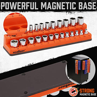HORUSDY 6-Piece Magnetic Socket Organizer Set, 1/4", 3/8", 1/2" Drive Holders for 143pcs, Magnetic Trays for Socket Storage - style: 6-Piece Magnetic Socket Organizer Set