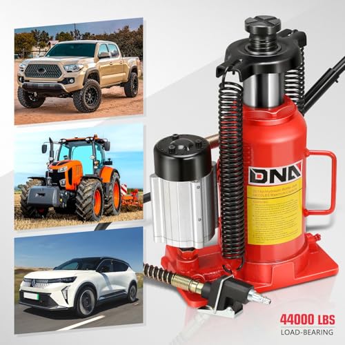 DNA Motoring 20 Ton Air Hydraulic Bottle Jack Air-Operated Hydraulic Bottle Jack Portable Low Profile Manual Jack Air Jack for Car Pickup Truck RV Auto Repair w/Handle, TOOLS-00769 - color: red, style: Air-Operated Hydraulic-20 ton