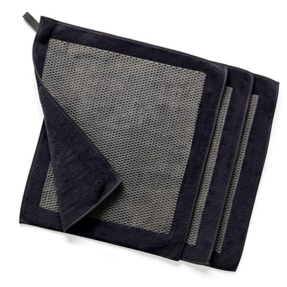 3 Pcs Clay Towel - Auto Detailing synthetic Clay bar Towel - Decontaminate Paint and Glass for Smoth Washing - Improve Wax and Sealant Bonding, Enhance Gloss and Color Depth - 12" x 12" (BLACK) - color: Black