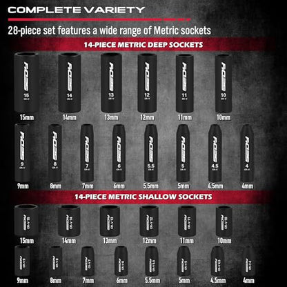 73-Piece Hex Torx Bit Impact Socket-Set, Master Impact Socket Set, SAE Metric Deep Shallow Sockets Torx Bit Sockets Includes Ratchet Handle, Adapters, Impact Universal Joint, Extension Bars - style: 73-Piece Master Impact Set
