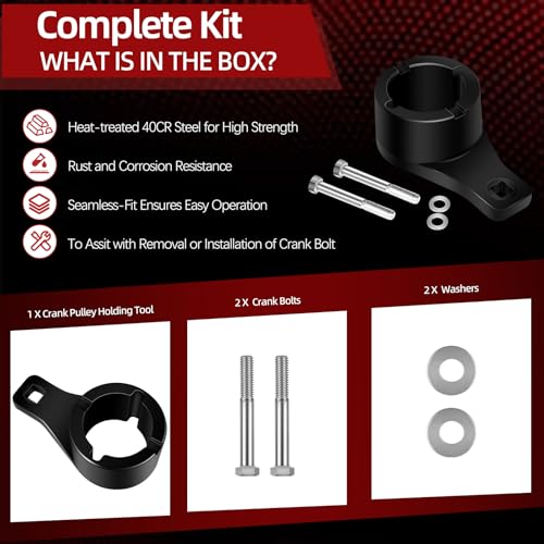 Sunluway for Toyota/Lexus Crankshaft Damper Pulley Holding Holder Tool fits 3.0L 3.3L V6, 4.0L 4.3L 4.7L V8 Engine Crank Pulley Tool Harmonic Damper Tool with 2PCS Crank Bolts