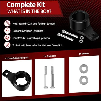 Sunluway for Toyota/Lexus Crankshaft Damper Pulley Holding Holder Tool fits 3.0L 3.3L V6, 4.0L 4.3L 4.7L V8 Engine Crank Pulley Tool Harmonic Damper Tool with 2PCS Crank Bolts