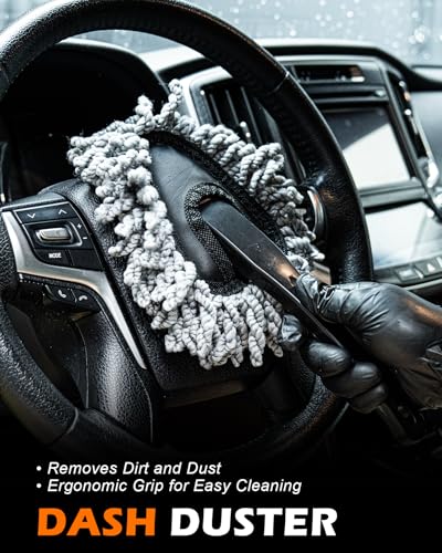 8PCS Car Detailing Brush Set, Interior Car Cleaning Kit with Dash Duster, 4 Detailing Brushes (Soft to Hard), Microfiber Towel, Cleaning Gel, for Vents, Dashboard & Leather Seats - color: Gray