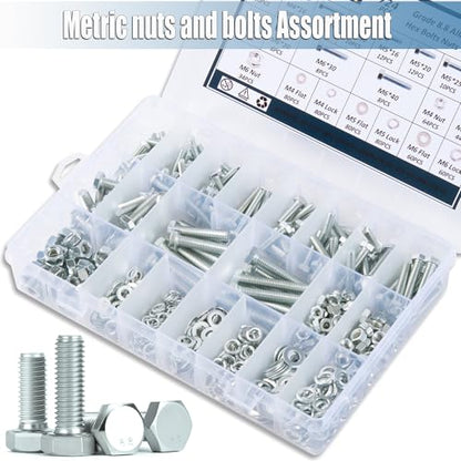 724PCS Metric Nuts and Bolts Assortment Kit, M4 M5 M6 Grade 8.8 | Heavy Duty Hex Bolts,Hardware,Nuts with Flat/Lock Washers Assorted,Bolt and Nut Kit - size: Hex Bolts-Metric M4 5 6