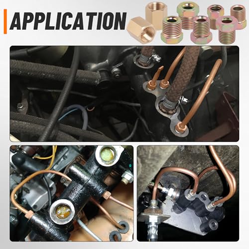 2 Sets 25 FT 3/16" 1/4" Brake Line Tubing Assortment Kit with 60 Pcs Brake Line Fittings(3/8 Inch-24 Threads,7/16 Inch-24 Thread Nuts and Unions,1/2 Inch-20 Thread,9/16 Inch-18 Thread Nut) - size: 3/16"+1/4"