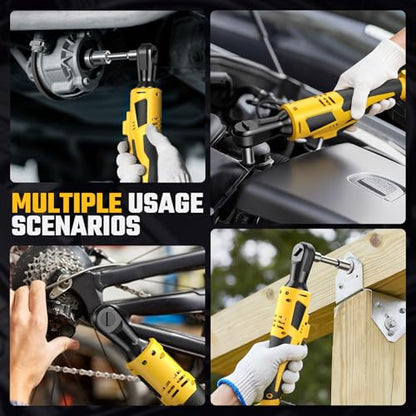 3/8" Cordless Ratchet Wrench for De-WALT 20V Max Battery - 49Ft-Lbs Brushless Motor Electric Ratchet Set with 0-250RPM Variable Speed, 8 Sockets, 3/8" and 1/4" Adapters,3" Extension Bar (Tool Only)