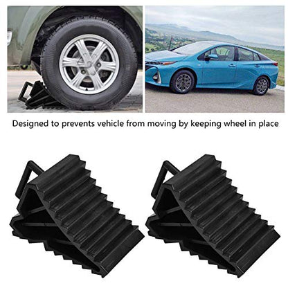 Qiilu Heavy Duty Anti-Slip Tire Blocks with Alignment, 2-Pack 6.1x3.5x3.9 Inches Skid Resistant Wheel Stabilizer Pads for Vehicles