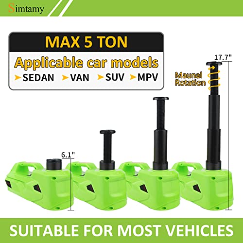 Electric Car Jack 5Ton 12V Hydraulic Car Jack Lift (Lifting Range: 6.1~17.7 inch) Built-in Safety Hammer, and LED Light for SUV MPV Sedan Truck Change Tires Garage Repair - color: Jack