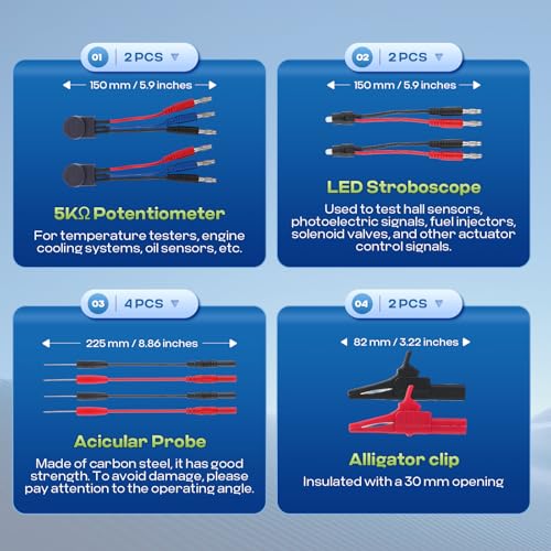 110-PCS Automotive Multimeter Test Leads Kit with Alligator Clips, Banana Plugs & Probes – Professional Circuit Diagnostic Tool for Cars, Trucks, RV (110-PCS)